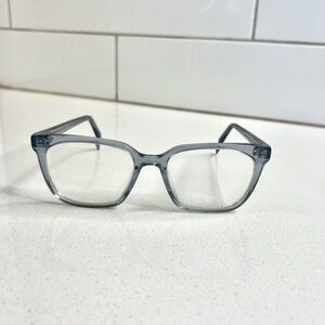 Warby Parker translucent gray rectangular glasses